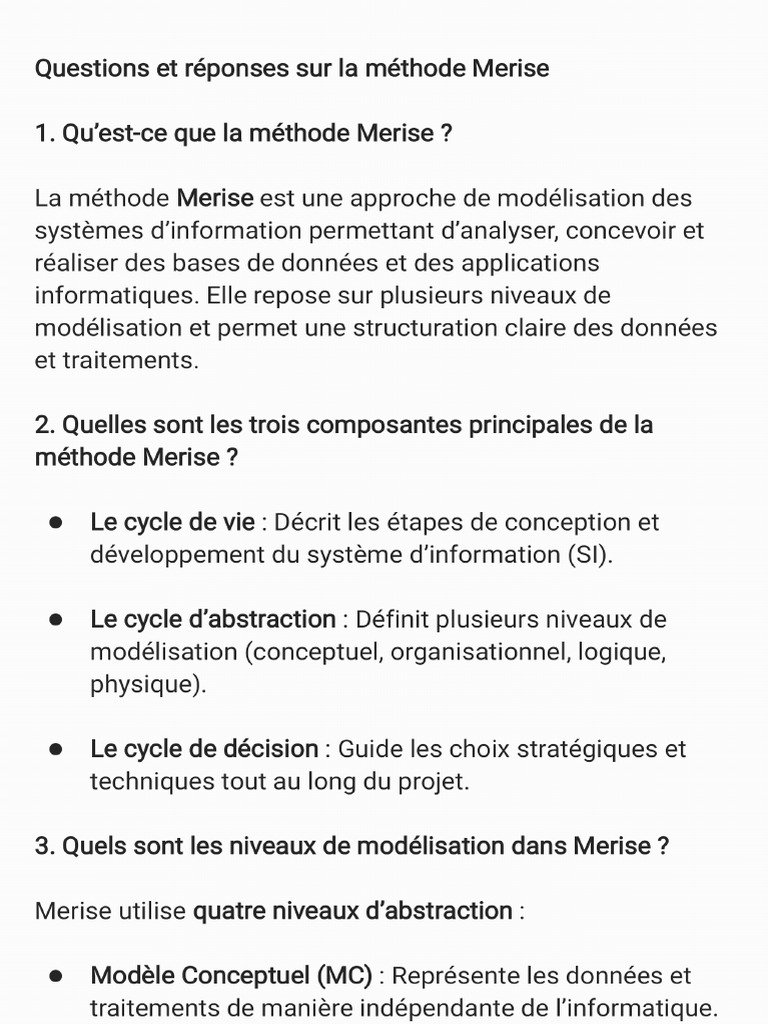 Questionnaire Merise | PDF