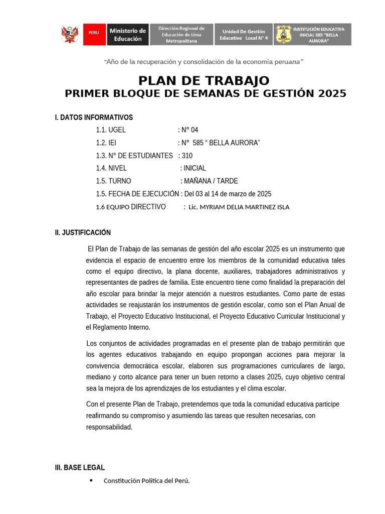 Plan de Gestión Escolar 2025 | PDF | Evaluación | Planificación