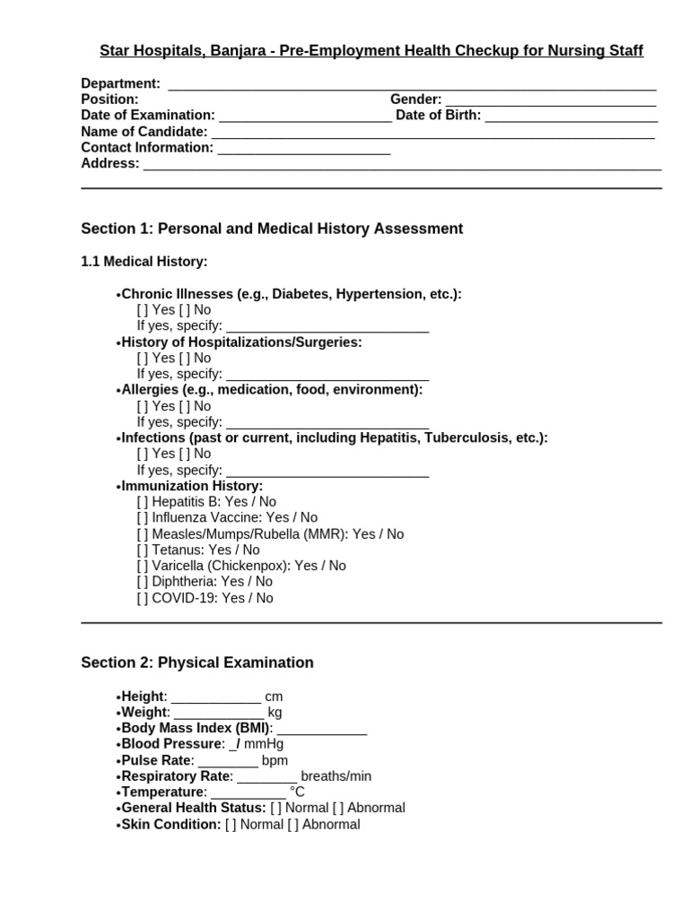 Star Hospitals - Nursing Healthcheckup | PDF | Clinical Medicine ...
