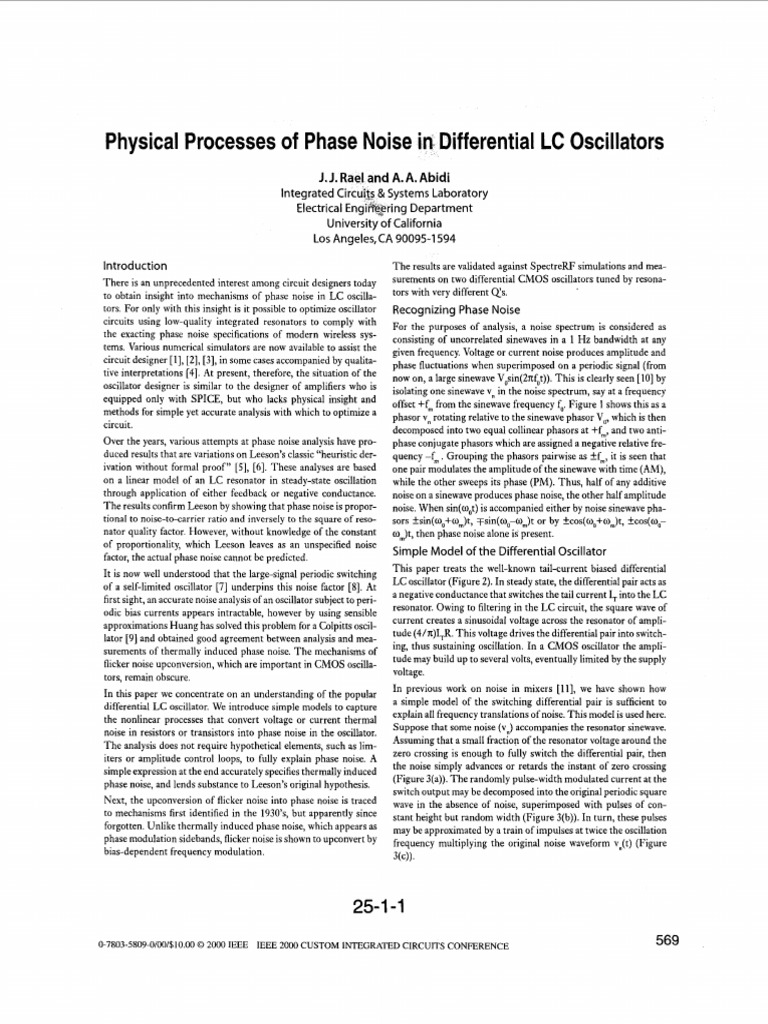 Understanding Phase Noise in LC Oscillators | PDF | Electronic ...