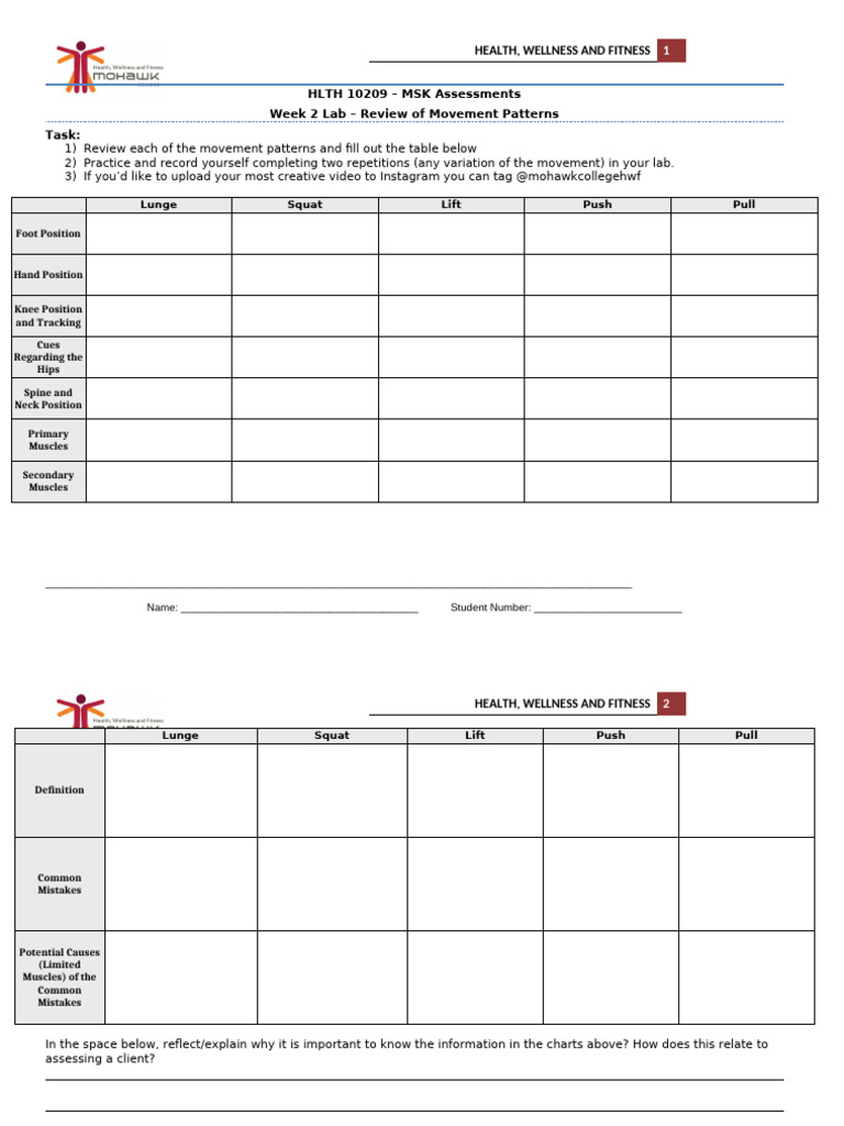 MSK Assessments: Movement Patterns Lab | PDF