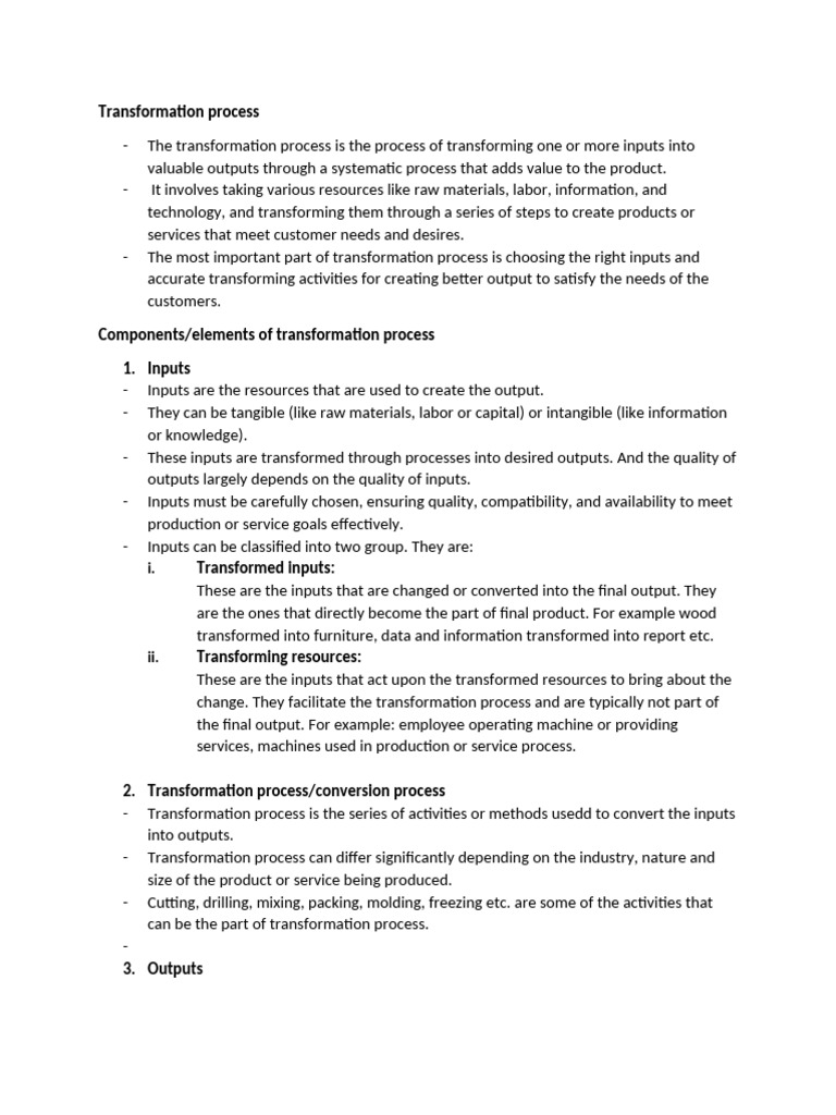 Understanding the Transformation Process | PDF | Resource | Information