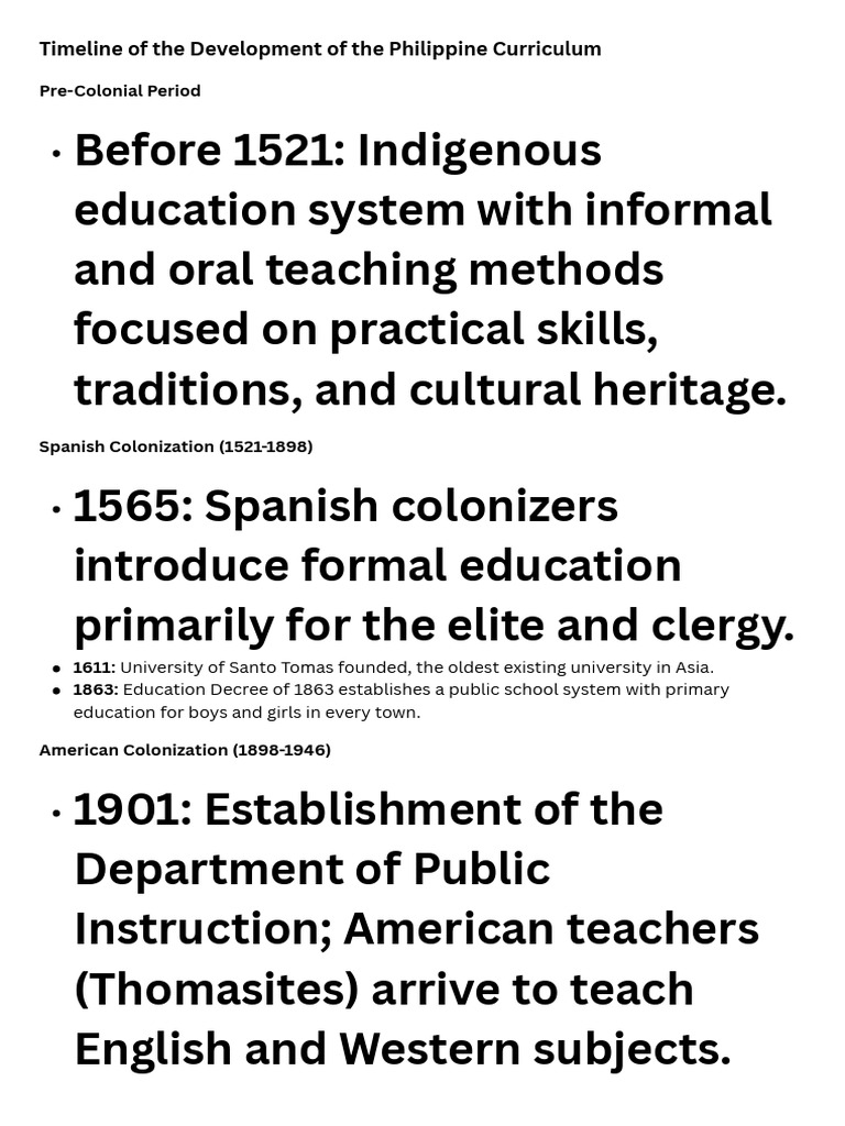 Philippine Curriculum Development Timeline | PDF | Vocational Education ...
