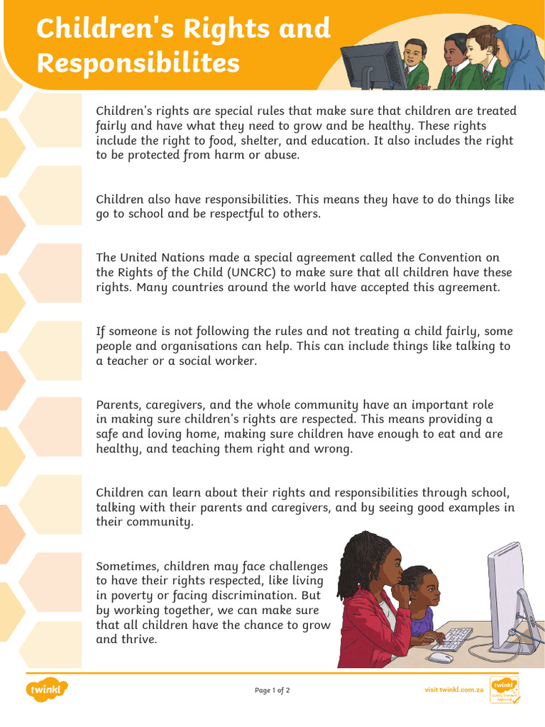 Understanding Children S Rights Responsibilities Pdf Children S