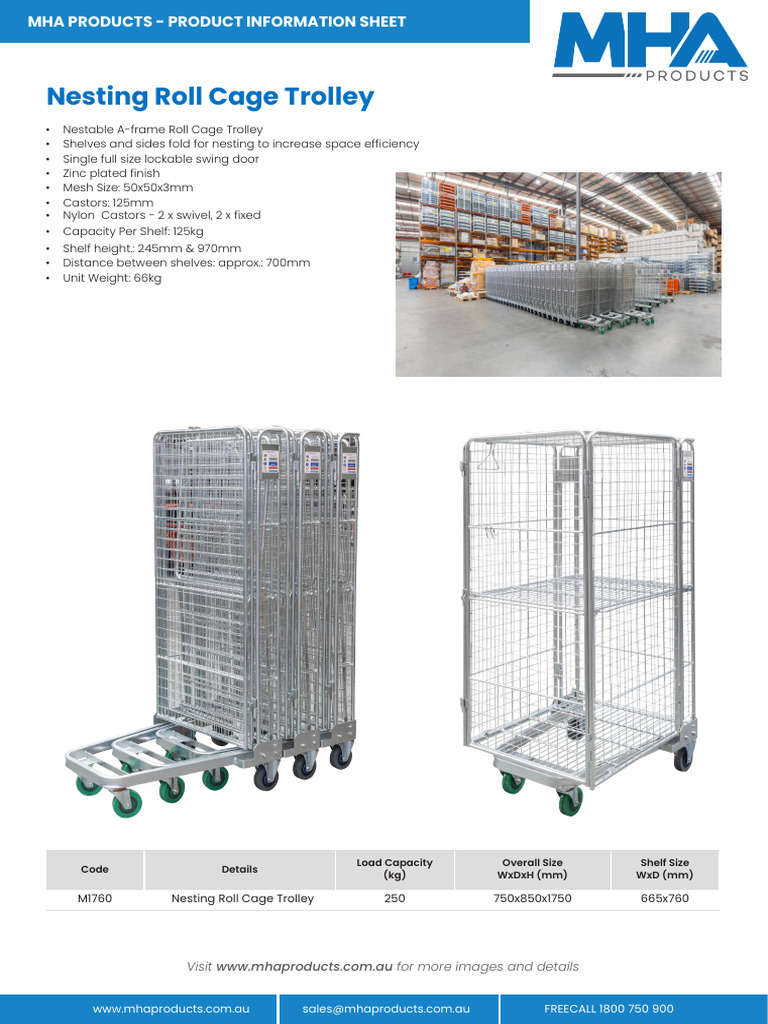 Nesting Roll Cage Trolley: Unit Weight: 66kg | PDF