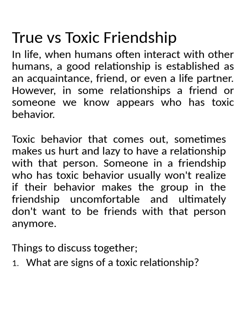 True Vs Toxic Relationship | PDF