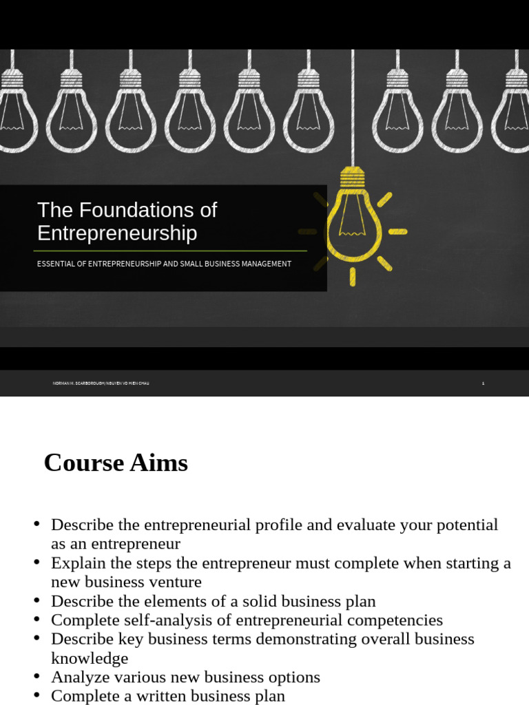 Lecture 1A the Foundations of Entrepreneurship - Copy | PDF ...