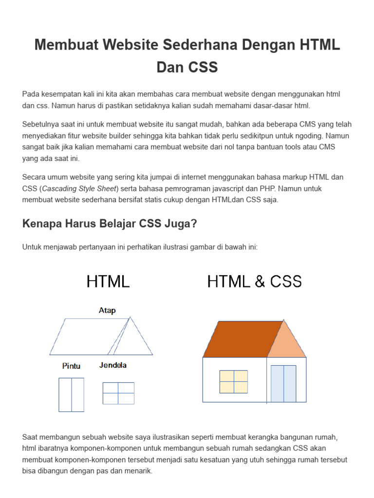 Panduan Membuat Website dengan HTML CSS | PDF
