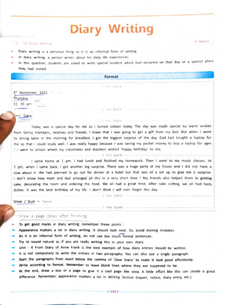 Dairy Writting Format | PDF