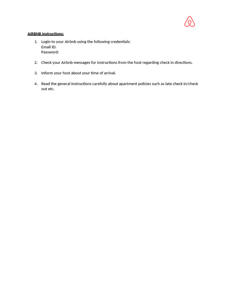 AIRBNB Instructions | PDF