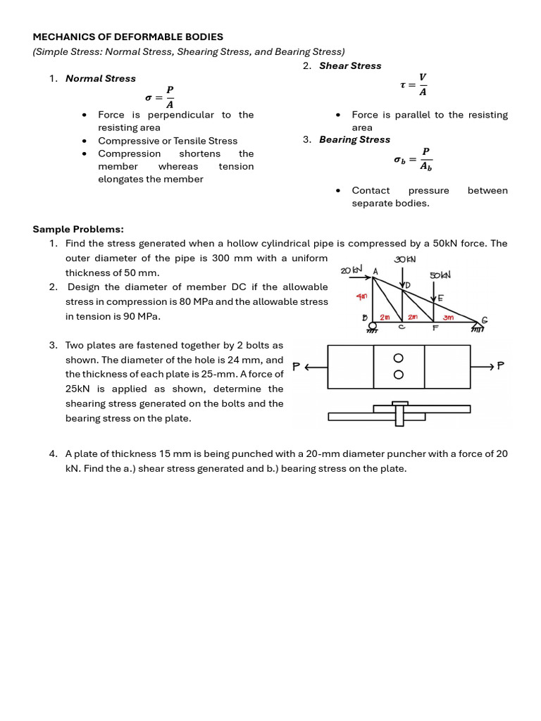 Mechanics of Deformable Bodies | PDF | Stress (Mechanics) | Physical ...