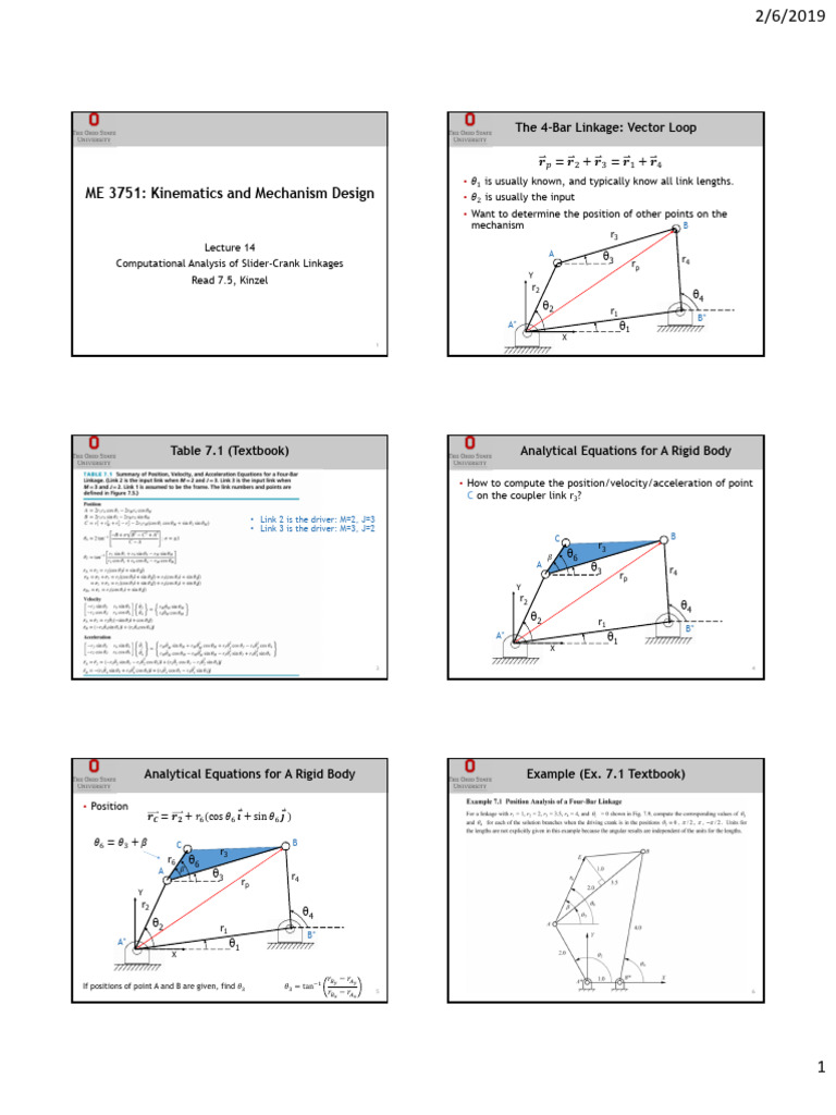 Lecture+14 Kinematic Analysis - printable | PDF | Kinematics ...