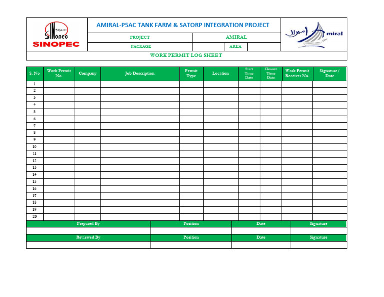 Work Permit Log Sheet | PDF