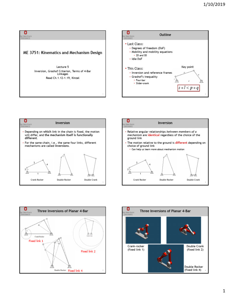 Lecture+5+Grashof,+Inversion+-+printable | PDF | Physics | Kinematics