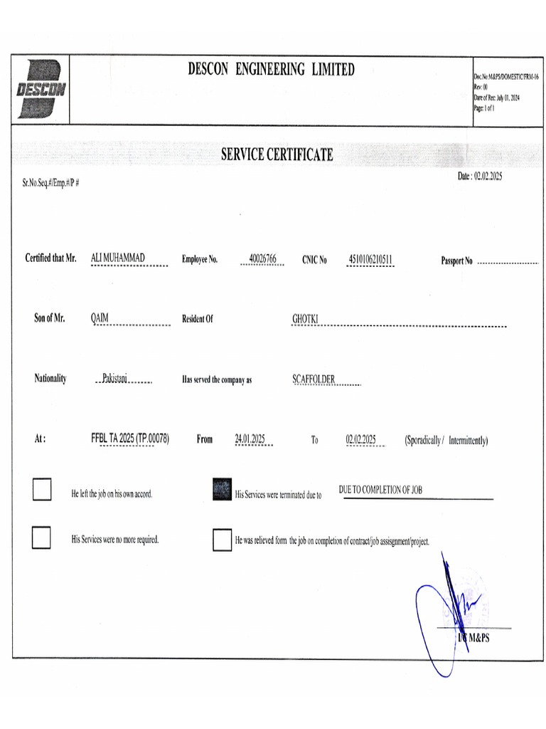 Descon Certificate | PDF