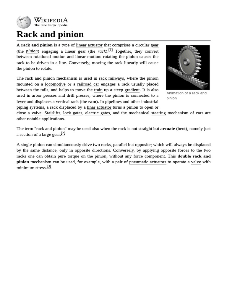 Rack and Pinion Mechanism Overview | PDF | Mechanical Engineering