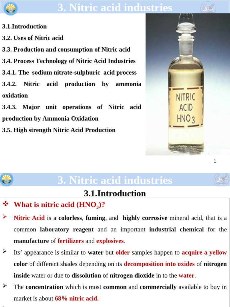 Nitric Acid Industry Overview and Processes | PDF | Nitric Acid | Nitrogen