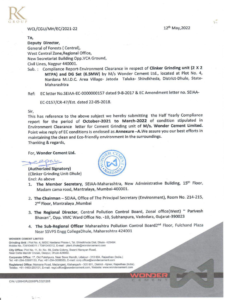 DGU WCL EC Oct 21 to Mar 22 | PDF | Risk | Cement