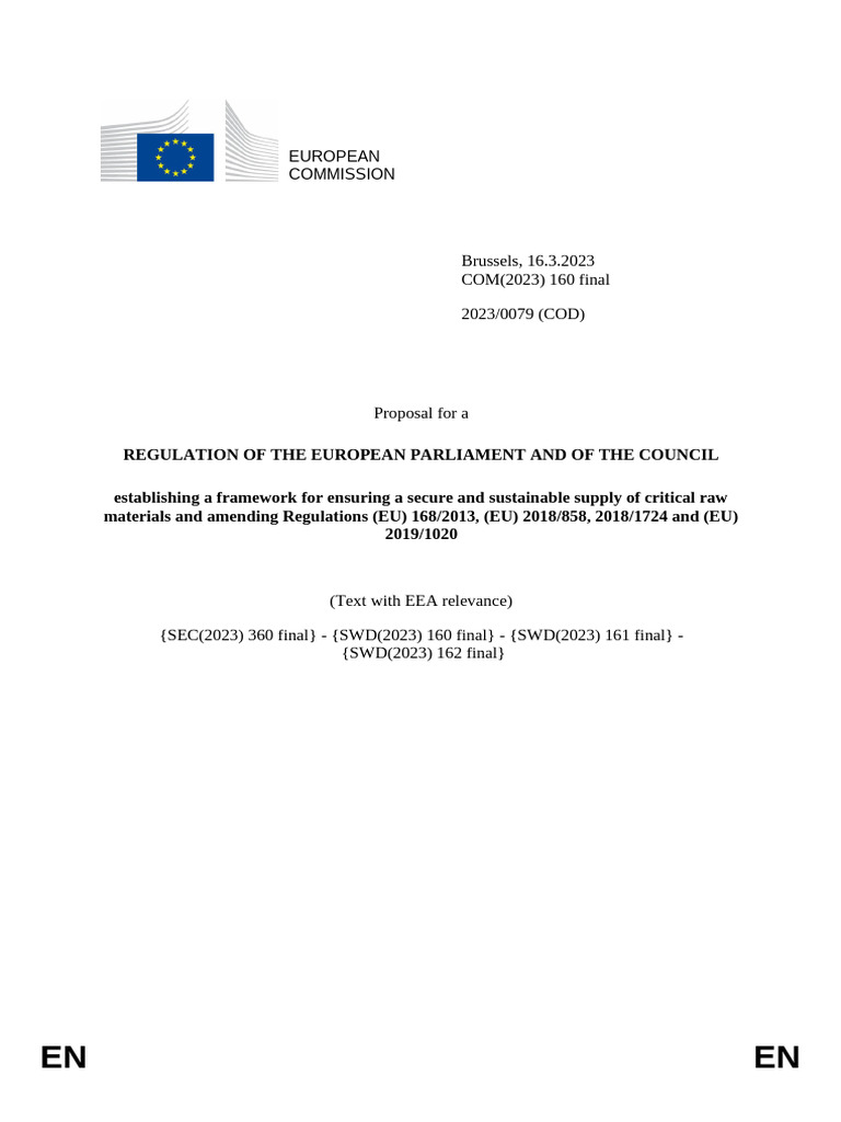 EU Regulation on Critical Raw Materials | PDF | European Union ...