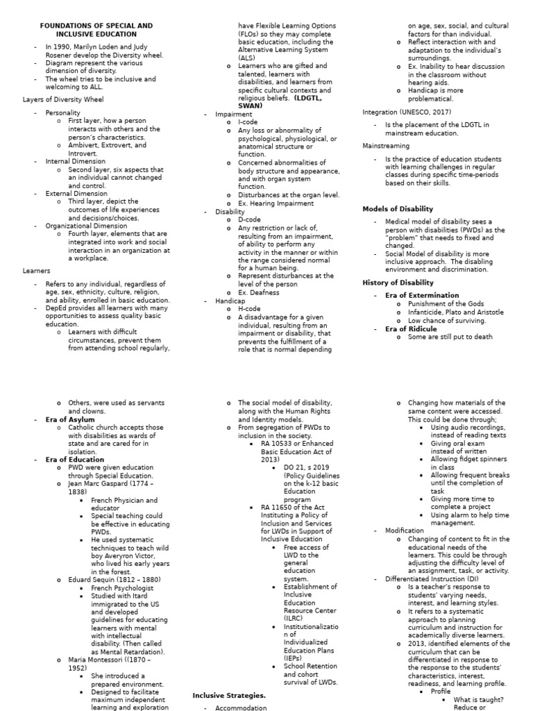 Foundations of Special and Inclusive Education | PDF | Disability ...