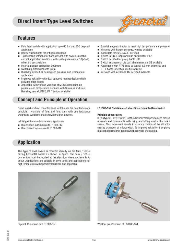 Direct Insert Level Switch Overview | PDF | Stainless Steel | Switch