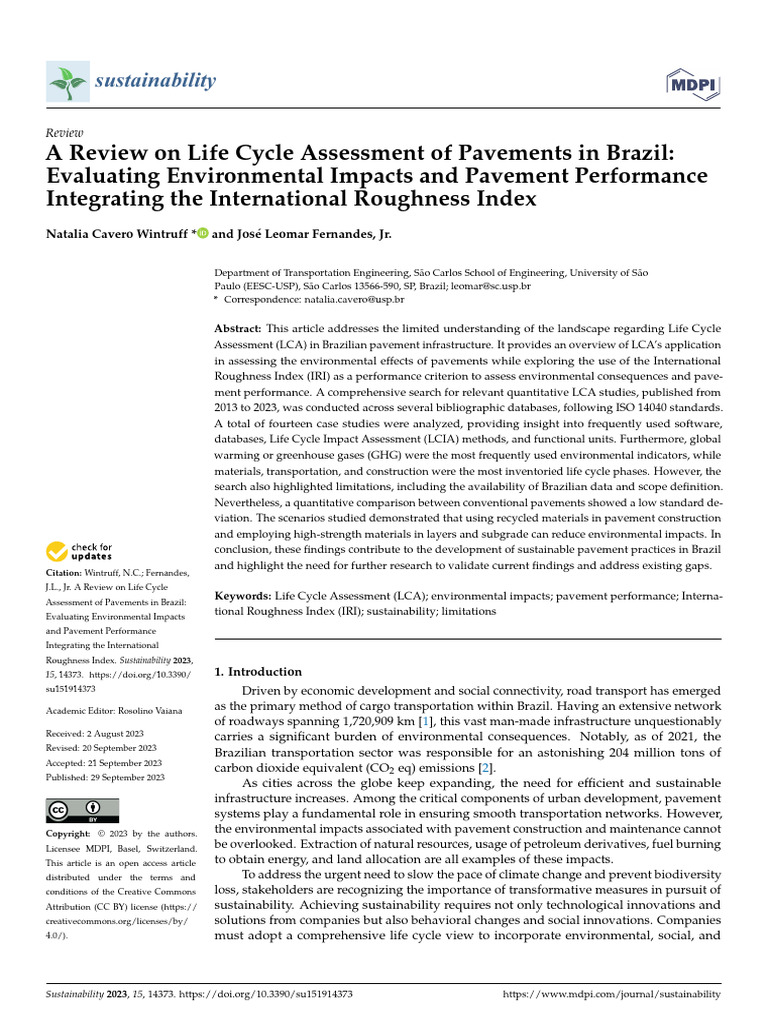 A Review On Life Cycle Assessment of Pavements in | PDF | Life Cycle ...