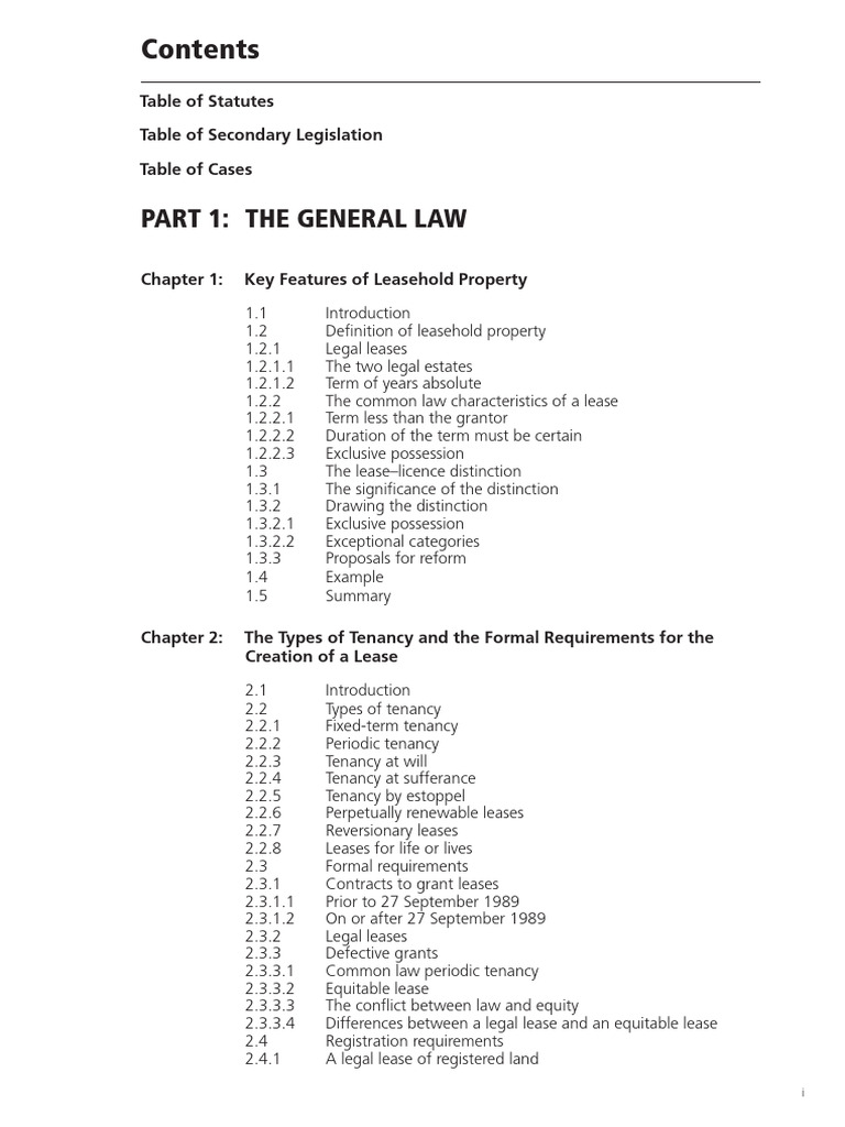 Overview of Leasehold Property Law | PDF | Leasehold Estate | Lease