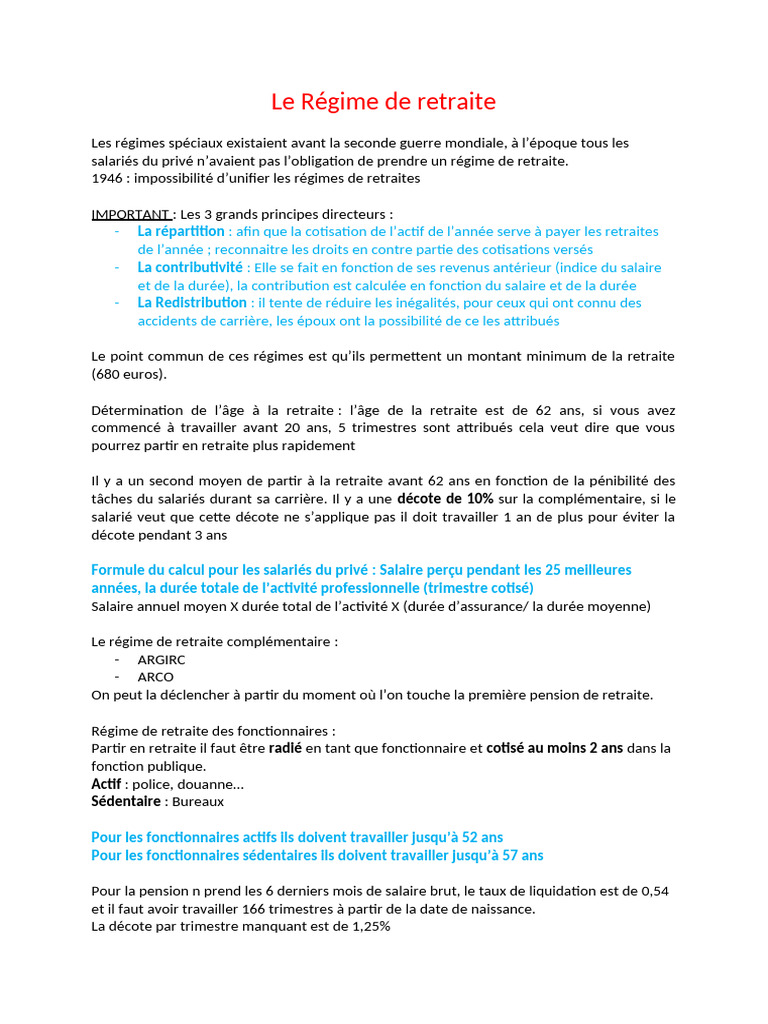 Comprendre le Régime de Retraite en France | PDF | Salaires | Économie