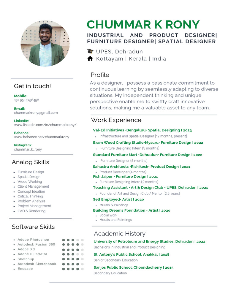 Industrial & Furniture Designer Profile | PDF