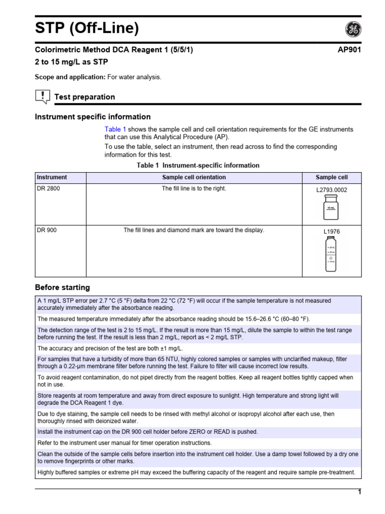 Colorimetric STP Testing Procedure | PDF | Magnesium | Chemistry