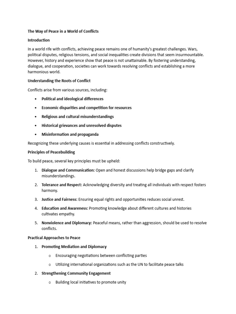 Pathways to Peace Amid Conflicts | PDF | Peace | Economic Inequality