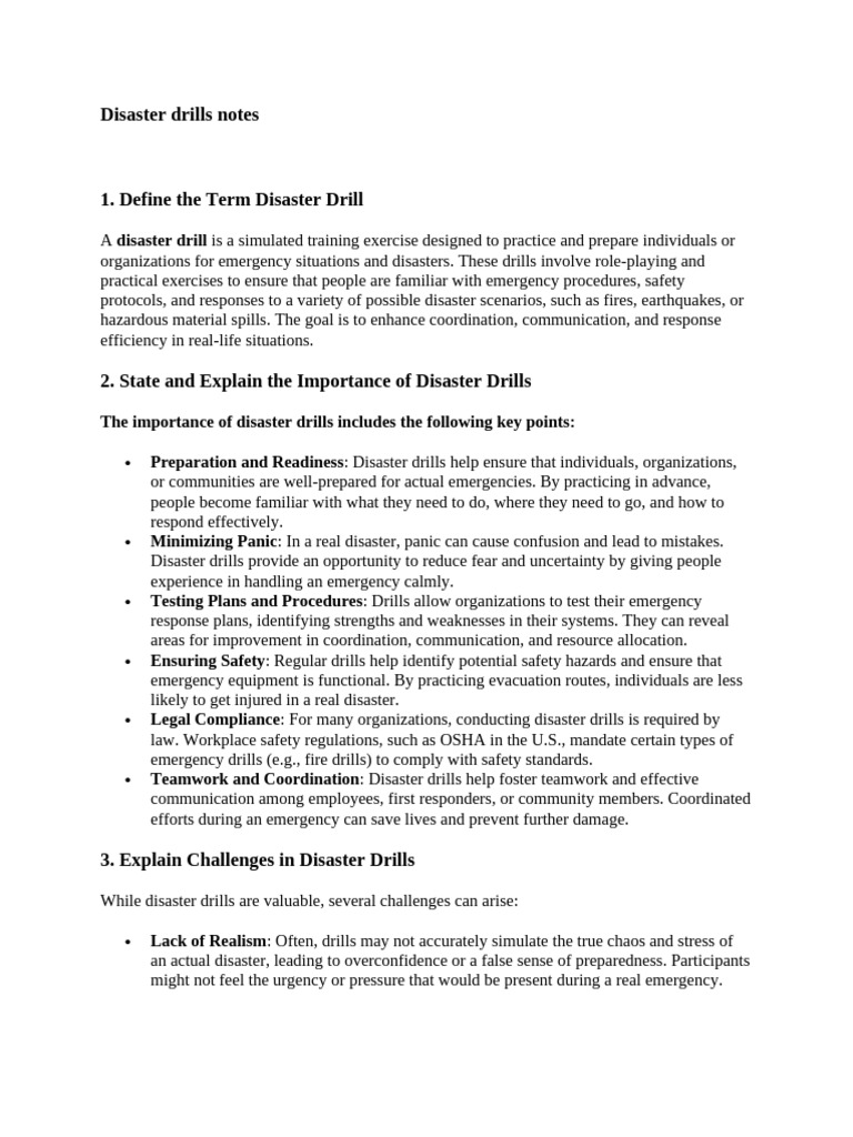 Disaster Drills Notes Pdf Emergency Management Emergency