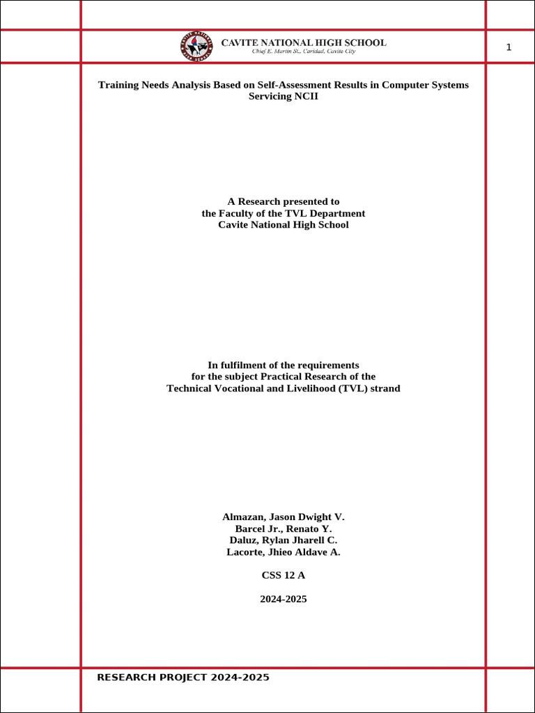 Training Needs Analysis in Computer Systems | PDF | Computer Network ...