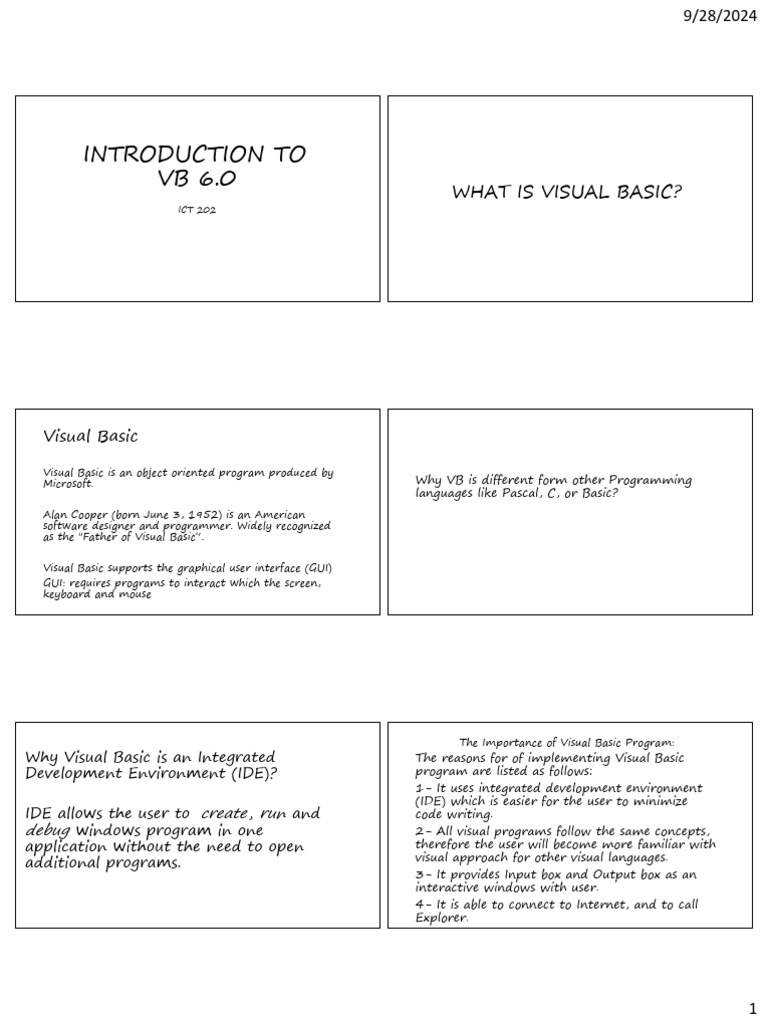 Introduction to Visual Basic 6.0 | PDF | Window (Computing ...