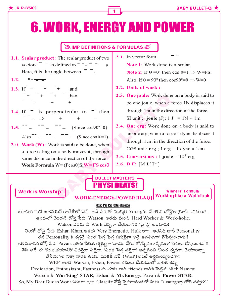6 Work Energy and Power | PDF | Collision | Physical Phenomena