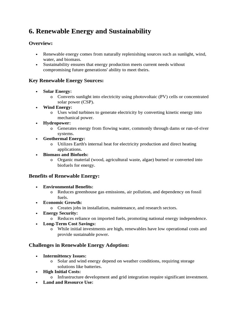 Renewable Energy and Sustainability | PDF | Renewable Energy | Energy ...