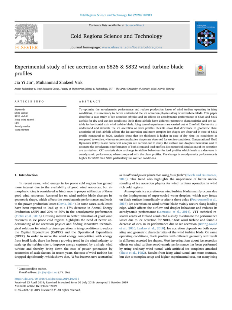 Ice Accretion Effects on S826 & S832 Airfoils | PDF | Ice | Wind Turbine