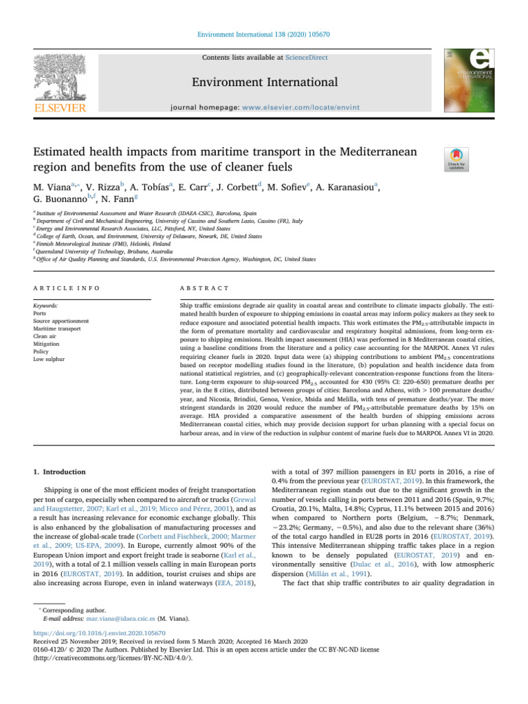 Health Impacts of Maritime Transport in the Mediterranean | PDF | Air ...