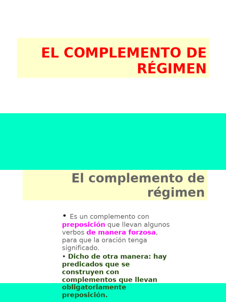 Qué es el complemento de régimen | PDF | Objeto (gramática) | Verbo
