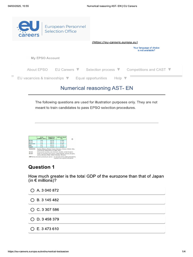 Epso Numerical Reason | PDF