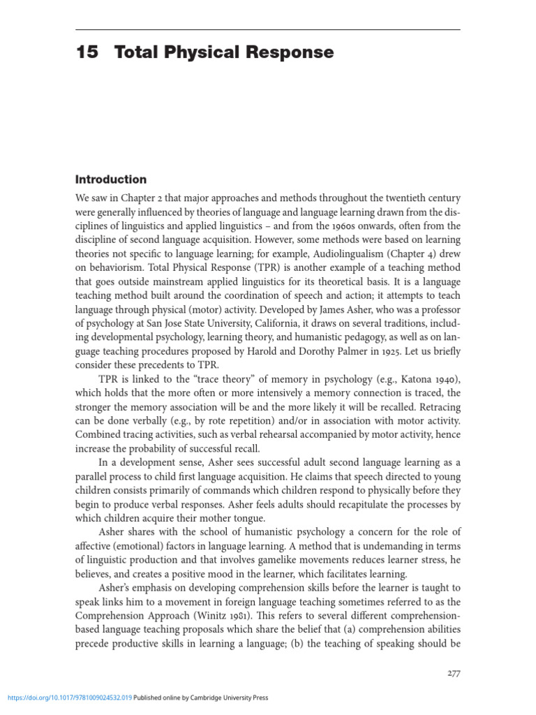 Total Physical Response Language Method | PDF | Second Language ...