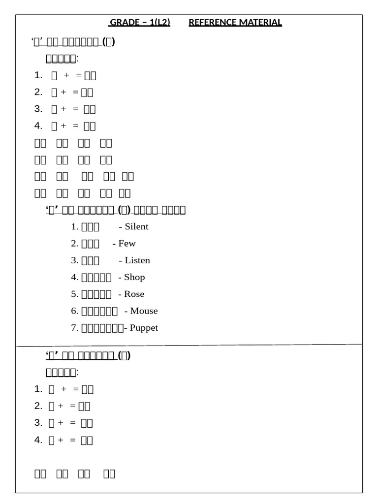 Grade 1 (L2) Reference Material Ass 4 | PDF