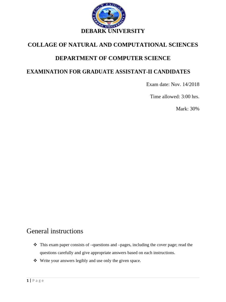 Graduate Assistant Exam: Computer Science | PDF | Constructor (Object ...