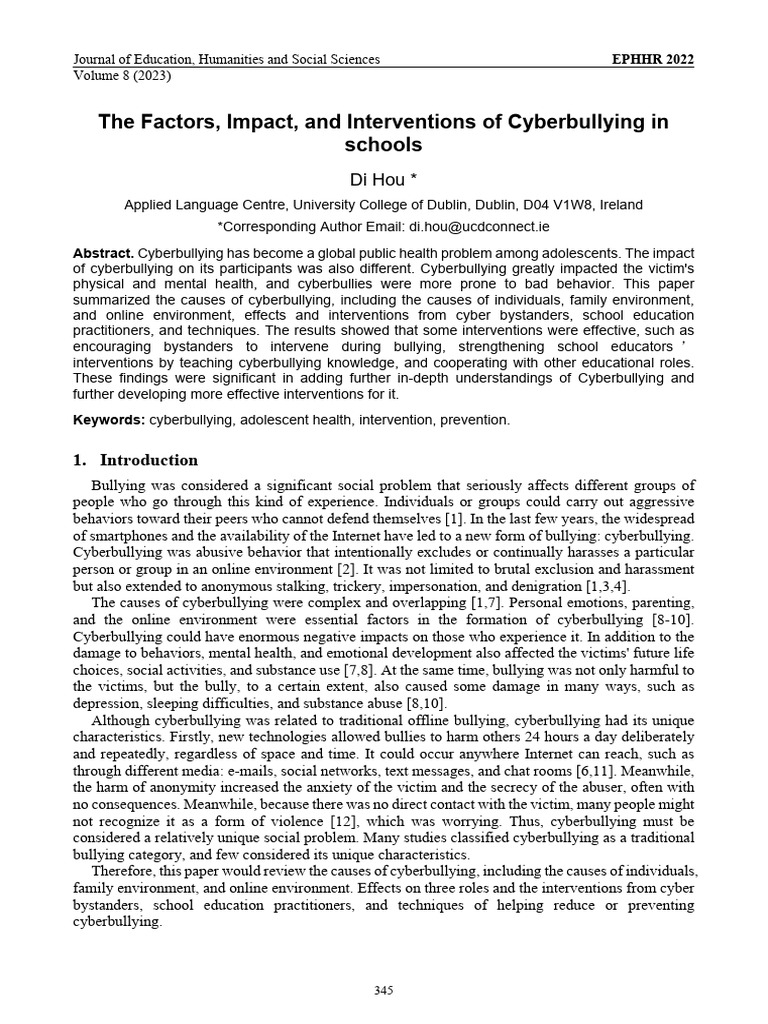 The Factors Impact and Interventions of Cyberbully | PDF | Bullying ...