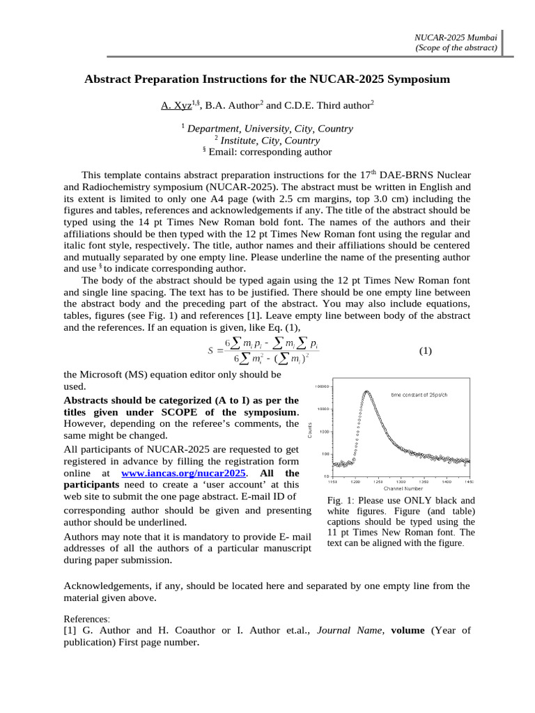 NUCAR-2025 Abstract Preparation Guide | PDF | Times New Roman | Writing