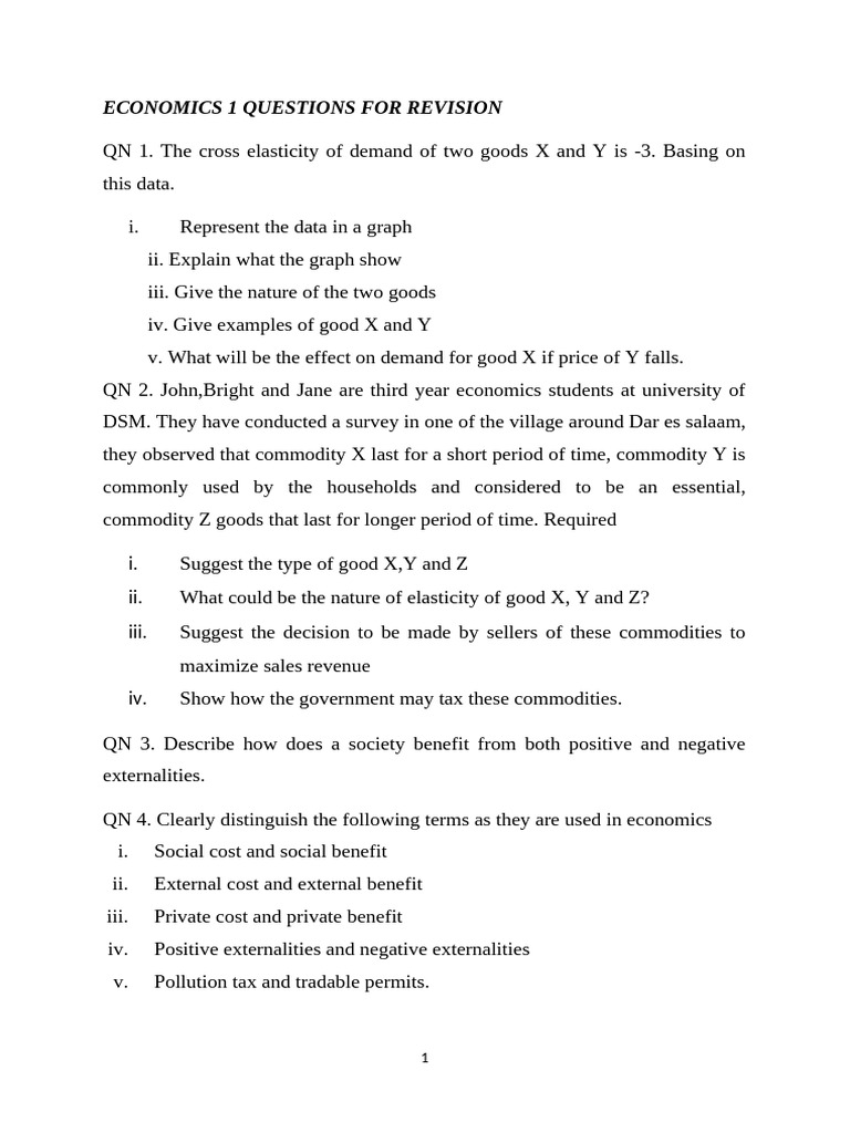Economics Revision Questions and Analysis | PDF | Economics | Externality