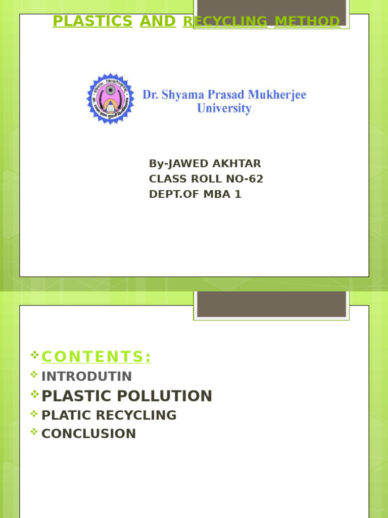 Plastics: Pollution and Recycling Methods | PDF | Plastic | Recycling