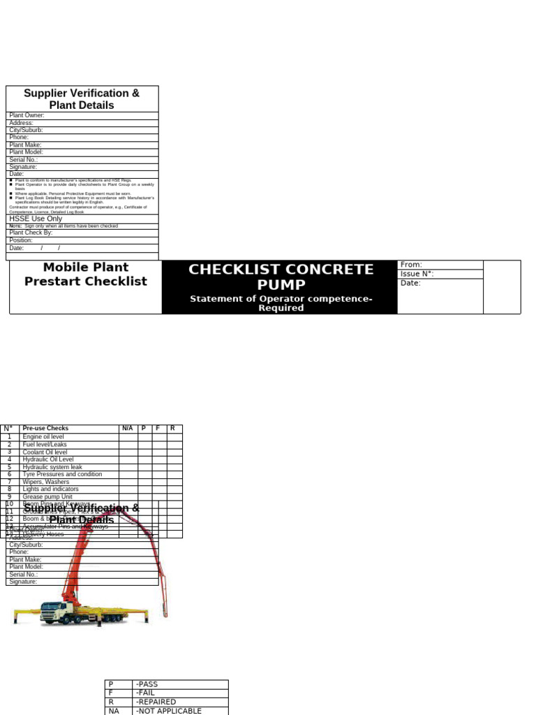 Concrete pumping checklist pdf