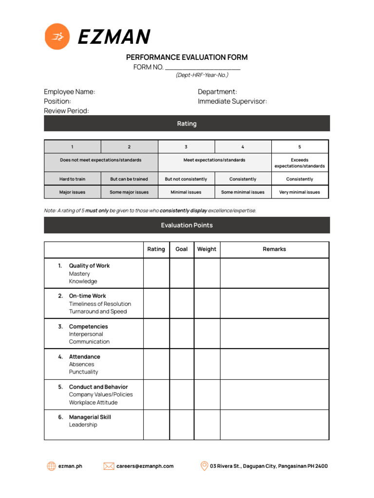 Employee Performance Evaluation Form | PDF