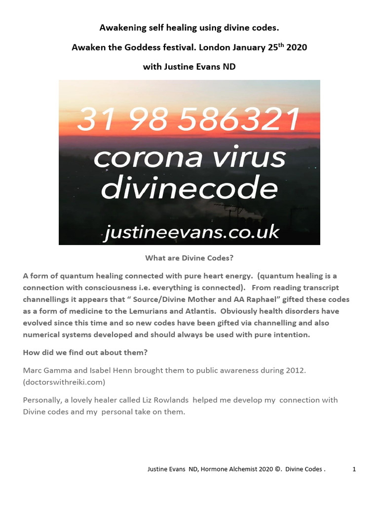 Divine Healing Codes Overview | PDF | Intention | Premenstrual Syndrome